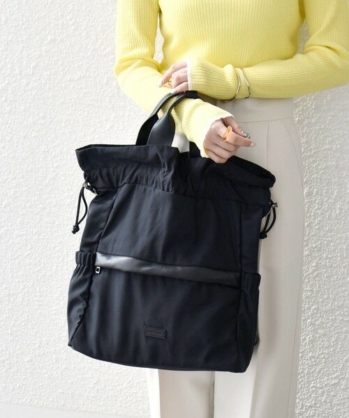 SHIPS / シップス トートバッグ | 《予約》SHIPS any: 3WAY ドロスト ギャザー A4 トート バッグ（ブラック）