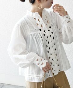 SHIPS / シップス シャツ・ブラウス | 《予約》SHIPS any:〈洗濯機可能〉キャンブリック スタンドカラー レース シャツ ブラウス