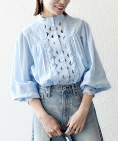 SHIPS / シップス シャツ・ブラウス | 《予約》SHIPS any:〈洗濯機可能〉キャンブリック スタンドカラー レース シャツ ブラウス