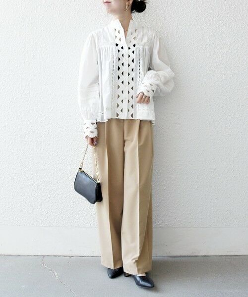 SHIPS / シップス シャツ・ブラウス | 《予約》SHIPS any:〈洗濯機可能〉キャンブリック スタンドカラー レース シャツ ブラウス | 詳細1