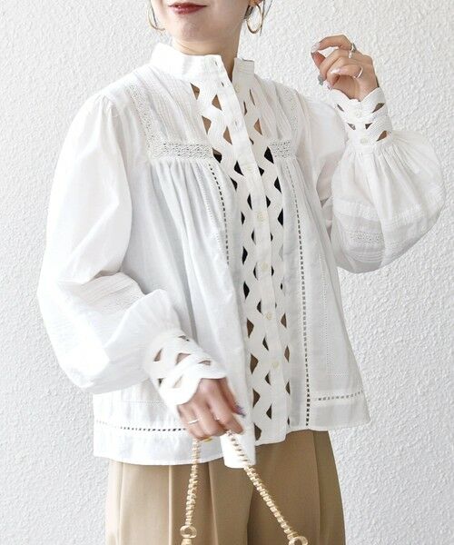 SHIPS / シップス シャツ・ブラウス | 《予約》SHIPS any:〈洗濯機可能〉キャンブリック スタンドカラー レース シャツ ブラウス | 詳細3