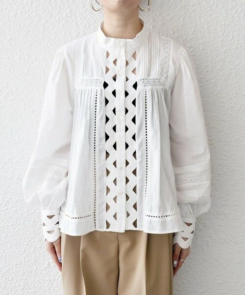 SHIPS / シップス シャツ・ブラウス | 《予約》SHIPS any:〈洗濯機可能〉キャンブリック スタンドカラー レース シャツ ブラウス | 詳細10