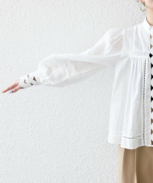 SHIPS / シップス シャツ・ブラウス | 《予約》SHIPS any:〈洗濯機可能〉キャンブリック スタンドカラー レース シャツ ブラウス | 詳細13