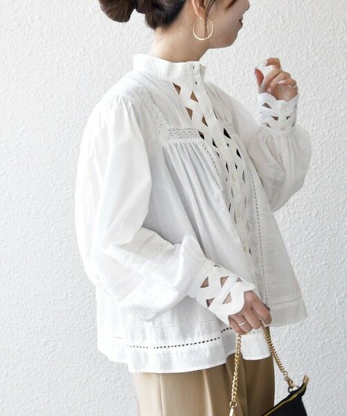 SHIPS / シップス シャツ・ブラウス | 《予約》SHIPS any:〈洗濯機可能〉キャンブリック スタンドカラー レース シャツ ブラウス | 詳細4