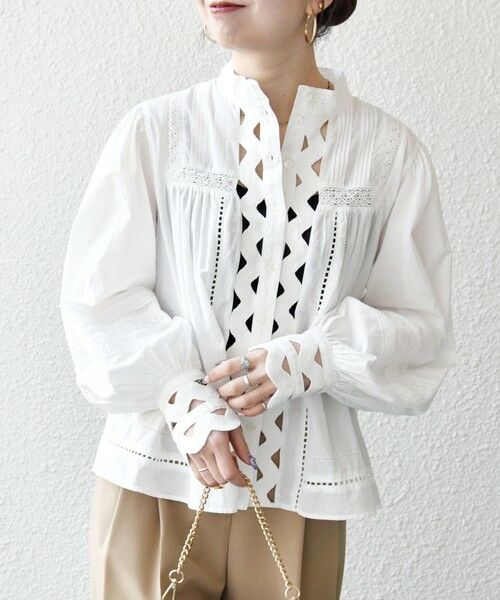SHIPS / シップス シャツ・ブラウス | 《予約》SHIPS any:〈洗濯機可能〉キャンブリック スタンドカラー レース シャツ ブラウス | 詳細7