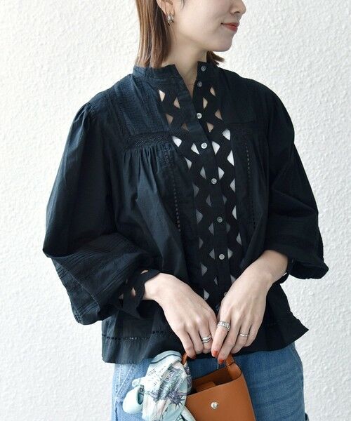 SHIPS / シップス シャツ・ブラウス | 《予約》SHIPS any:〈洗濯機可能〉キャンブリック スタンドカラー レース シャツ ブラウス | 詳細16
