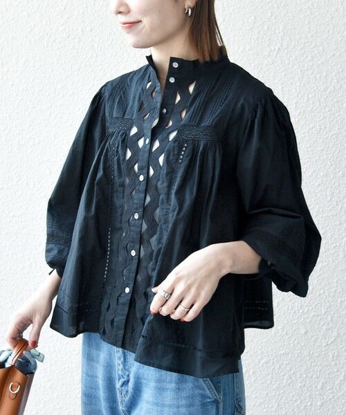 SHIPS / シップス シャツ・ブラウス | 《予約》SHIPS any:〈洗濯機可能〉キャンブリック スタンドカラー レース シャツ ブラウス | 詳細19