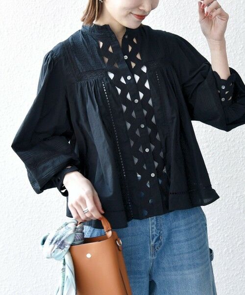 SHIPS / シップス シャツ・ブラウス | 《予約》SHIPS any:〈洗濯機可能〉キャンブリック スタンドカラー レース シャツ ブラウス | 詳細20