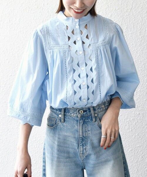 SHIPS / シップス シャツ・ブラウス | 《予約》SHIPS any:〈洗濯機可能〉キャンブリック スタンドカラー レース シャツ ブラウス | 詳細25