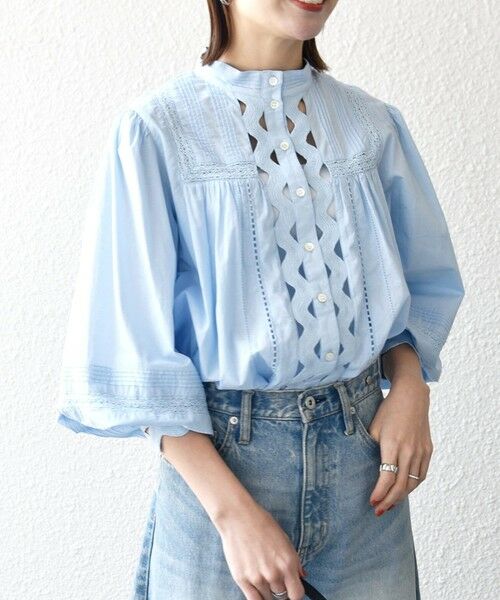 SHIPS / シップス シャツ・ブラウス | 《予約》SHIPS any:〈洗濯機可能〉キャンブリック スタンドカラー レース シャツ ブラウス | 詳細26