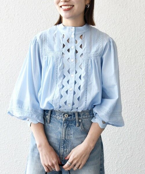 SHIPS / シップス シャツ・ブラウス | 《予約》SHIPS any:〈洗濯機可能〉キャンブリック スタンドカラー レース シャツ ブラウス | 詳細29