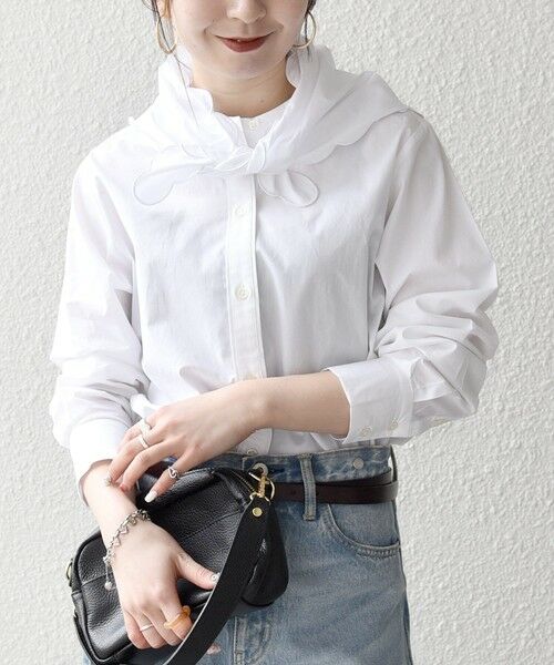 SHIPS / シップス シャツ・ブラウス | 《予約》SHIPS any:〈洗濯機可能〉スカラップ スカーフ付 バンドカラー シャツ | 詳細4