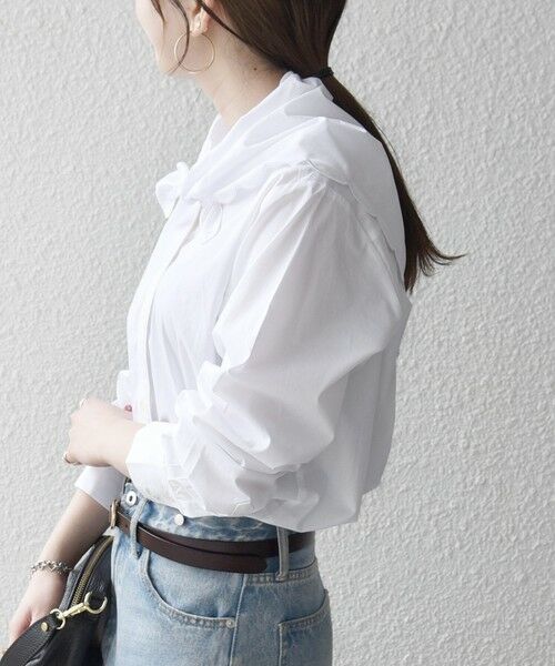 SHIPS / シップス シャツ・ブラウス | 《予約》SHIPS any:〈洗濯機可能〉スカラップ スカーフ付 バンドカラー シャツ | 詳細8