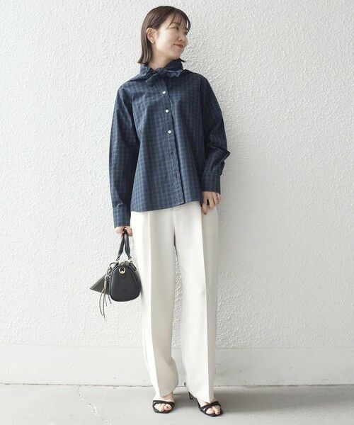 SHIPS / シップス シャツ・ブラウス | 《予約》SHIPS any:〈洗濯機可能〉スカラップ スカーフ付 バンドカラー シャツ | 詳細11