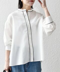 SHIPS / シップス シャツ・ブラウス | 《予約》SHIPS any:〈洗濯機可能〉サッカー バック リボン 配色 シャツ ブラウス