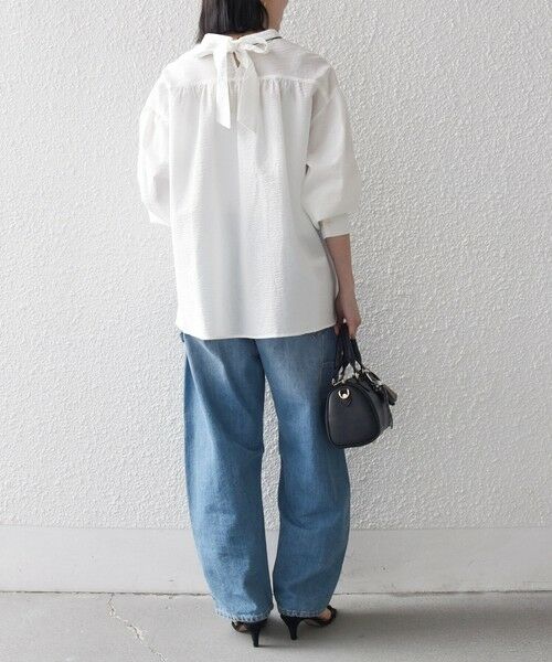 SHIPS / シップス シャツ・ブラウス | 《予約》SHIPS any:〈洗濯機可能〉サッカー バック リボン 配色 シャツ ブラウス | 詳細2