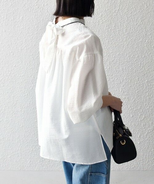 SHIPS / シップス シャツ・ブラウス | 《予約》SHIPS any:〈洗濯機可能〉サッカー バック リボン 配色 シャツ ブラウス | 詳細4