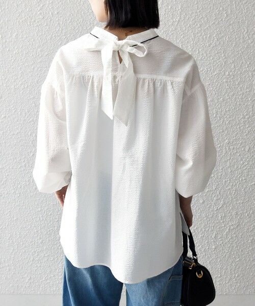 SHIPS / シップス シャツ・ブラウス | 《予約》SHIPS any:〈洗濯機可能〉サッカー バック リボン 配色 シャツ ブラウス | 詳細5