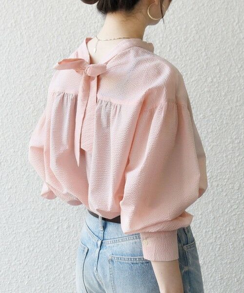 SHIPS / シップス シャツ・ブラウス | 《予約》SHIPS any:〈洗濯機可能〉サッカー バック リボン 配色 シャツ ブラウス | 詳細18