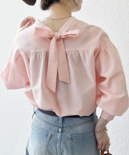 SHIPS / シップス シャツ・ブラウス | 《予約》SHIPS any:〈洗濯機可能〉サッカー バック リボン 配色 シャツ ブラウス | 詳細20