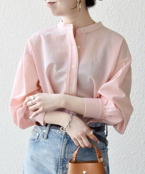 SHIPS / シップス シャツ・ブラウス | 《予約》SHIPS any:〈洗濯機可能〉サッカー バック リボン 配色 シャツ ブラウス | 詳細21