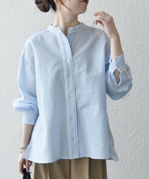 SHIPS / シップス シャツ・ブラウス | 《予約》SHIPS any:〈洗濯機可能〉サッカー バック リボン 配色 シャツ ブラウス | 詳細27