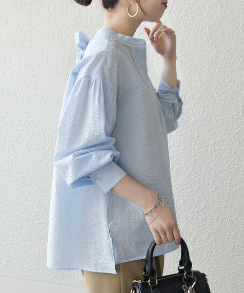 SHIPS / シップス シャツ・ブラウス | 《予約》SHIPS any:〈洗濯機可能〉サッカー バック リボン 配色 シャツ ブラウス | 詳細28