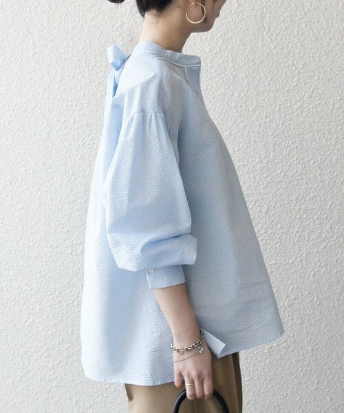 SHIPS / シップス シャツ・ブラウス | 《予約》SHIPS any:〈洗濯機可能〉サッカー バック リボン 配色 シャツ ブラウス | 詳細29