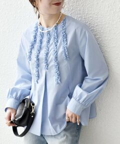 SHIPS / シップス シャツ・ブラウス | 《予約》SHIPS any:〈洗濯機可能〉REPREVE フリル クルーネック Aライン ブラウス
