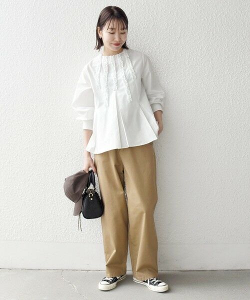 SHIPS / シップス シャツ・ブラウス | 《予約》SHIPS any:〈洗濯機可能〉REPREVE フリル クルーネック Aライン ブラウス | 詳細1