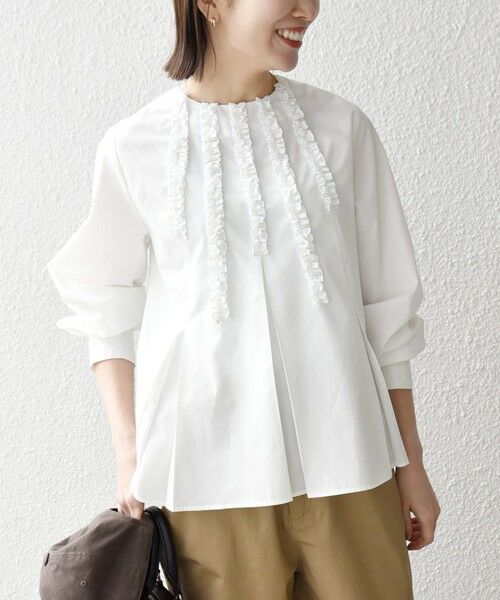 SHIPS / シップス シャツ・ブラウス | 《予約》SHIPS any:〈洗濯機可能〉REPREVE フリル クルーネック Aライン ブラウス | 詳細4