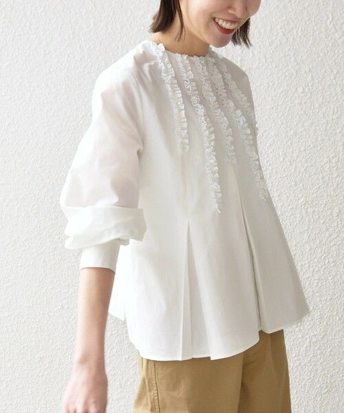 SHIPS / シップス シャツ・ブラウス | 《予約》SHIPS any:〈洗濯機可能〉REPREVE フリル クルーネック Aライン ブラウス | 詳細5