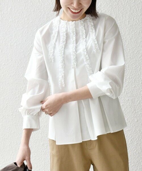 SHIPS / シップス シャツ・ブラウス | 《予約》SHIPS any:〈洗濯機可能〉REPREVE フリル クルーネック Aライン ブラウス | 詳細7