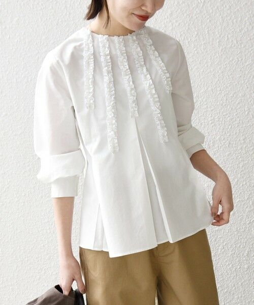 SHIPS / シップス シャツ・ブラウス | 《予約》SHIPS any:〈洗濯機可能〉REPREVE フリル クルーネック Aライン ブラウス | 詳細8