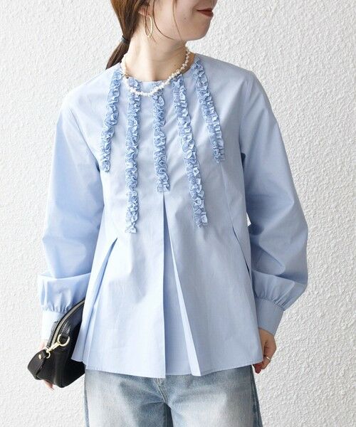 SHIPS / シップス シャツ・ブラウス | 《予約》SHIPS any:〈洗濯機可能〉REPREVE フリル クルーネック Aライン ブラウス | 詳細17