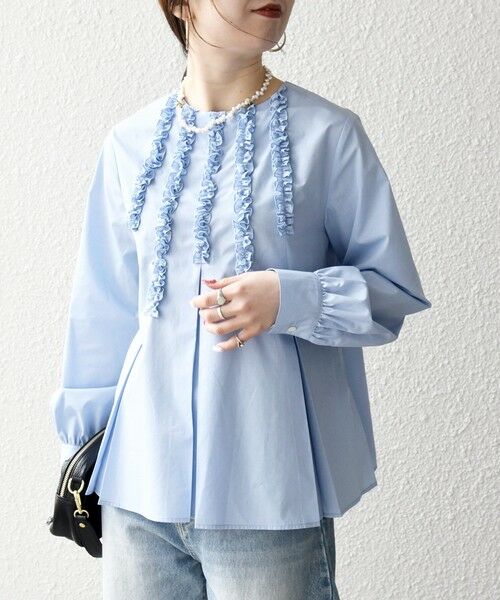 SHIPS / シップス シャツ・ブラウス | 《予約》SHIPS any:〈洗濯機可能〉REPREVE フリル クルーネック Aライン ブラウス | 詳細21