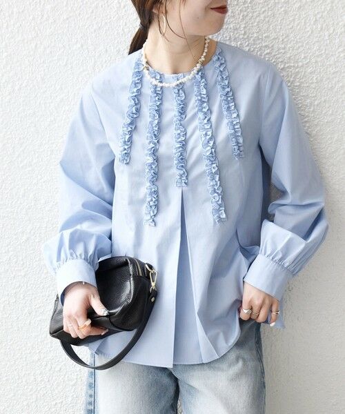 SHIPS / シップス シャツ・ブラウス | 《予約》SHIPS any:〈洗濯機可能〉REPREVE フリル クルーネック Aライン ブラウス | 詳細22