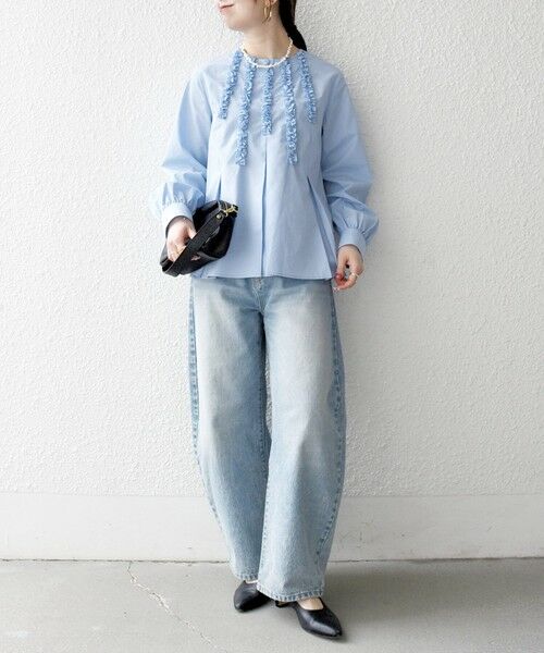 SHIPS / シップス シャツ・ブラウス | 《予約》SHIPS any:〈洗濯機可能〉REPREVE フリル クルーネック Aライン ブラウス | 詳細15