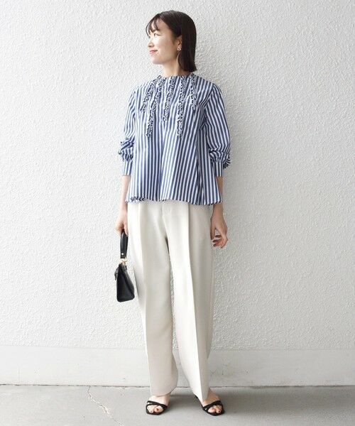 SHIPS / シップス シャツ・ブラウス | 《予約》SHIPS any:〈洗濯機可能〉REPREVE フリル クルーネック Aライン ブラウス | 詳細30