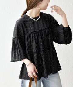 SHIPS / シップス シャツ・ブラウス | 《予約》SHIPS any:〈洗濯機可能〉ドット ノーカラー ティアード フレア ブラウス