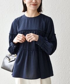 SHIPS / シップス シャツ・ブラウス | 《予約》SHIPS any:〈洗濯機可能〉ドット ノーカラー ティアード フレア ブラウス