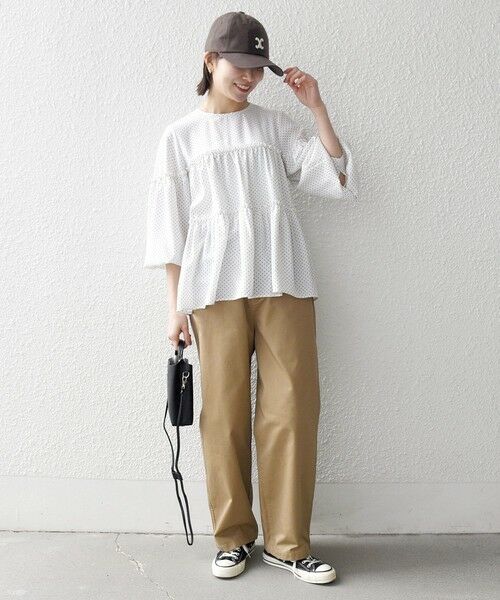 SHIPS / シップス シャツ・ブラウス | 《予約》SHIPS any:〈洗濯機可能〉ドット ノーカラー ティアード フレア ブラウス | 詳細1