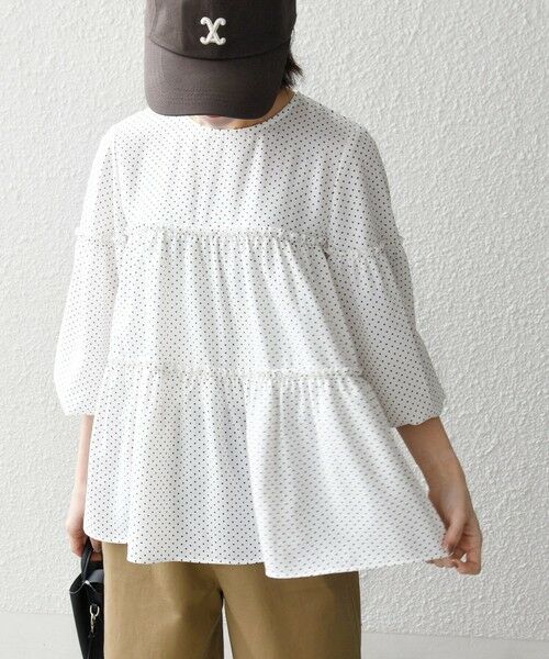 SHIPS / シップス シャツ・ブラウス | 《予約》SHIPS any:〈洗濯機可能〉ドット ノーカラー ティアード フレア ブラウス | 詳細3