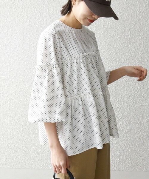SHIPS / シップス シャツ・ブラウス | 《予約》SHIPS any:〈洗濯機可能〉ドット ノーカラー ティアード フレア ブラウス | 詳細5