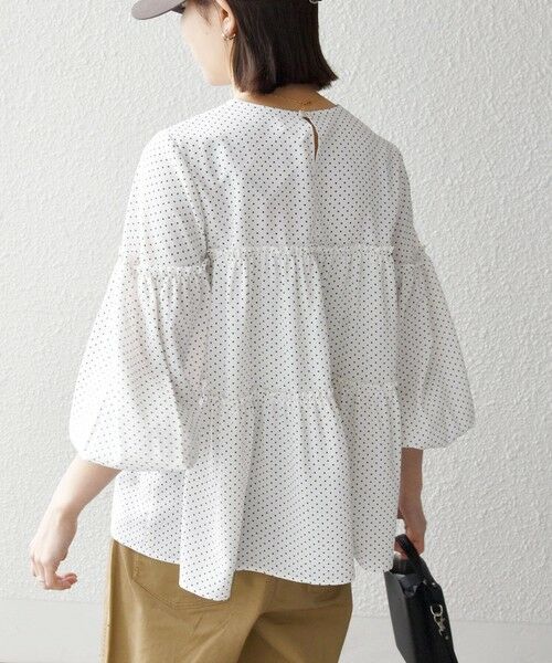 SHIPS / シップス シャツ・ブラウス | 《予約》SHIPS any:〈洗濯機可能〉ドット ノーカラー ティアード フレア ブラウス | 詳細7