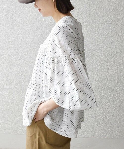 SHIPS / シップス シャツ・ブラウス | 《予約》SHIPS any:〈洗濯機可能〉ドット ノーカラー ティアード フレア ブラウス | 詳細8