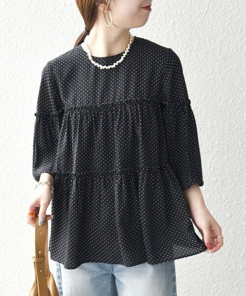 SHIPS / シップス シャツ・ブラウス | 《予約》SHIPS any:〈洗濯機可能〉ドット ノーカラー ティアード フレア ブラウス | 詳細15