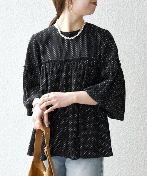 SHIPS / シップス シャツ・ブラウス | 《予約》SHIPS any:〈洗濯機可能〉ドット ノーカラー ティアード フレア ブラウス | 詳細16