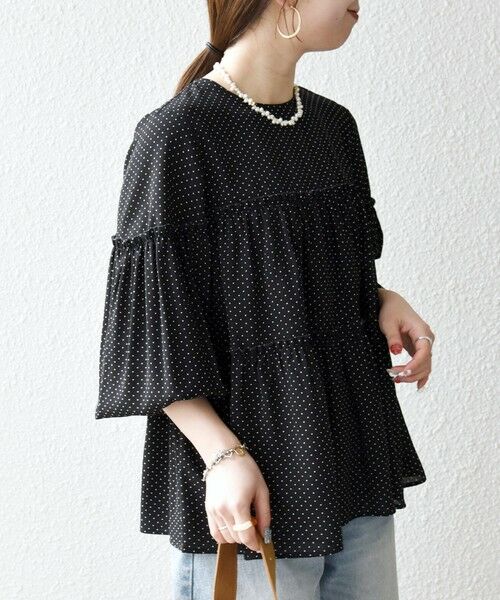 SHIPS / シップス シャツ・ブラウス | 《予約》SHIPS any:〈洗濯機可能〉ドット ノーカラー ティアード フレア ブラウス | 詳細17