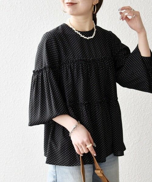 SHIPS / シップス シャツ・ブラウス | 《予約》SHIPS any:〈洗濯機可能〉ドット ノーカラー ティアード フレア ブラウス | 詳細20